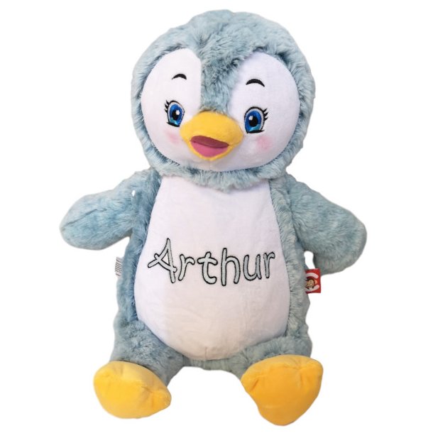 Lysebl pingvin bamse med navn