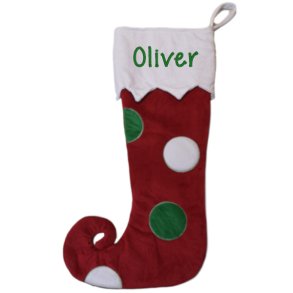 Julesok - rd med prikker og navn