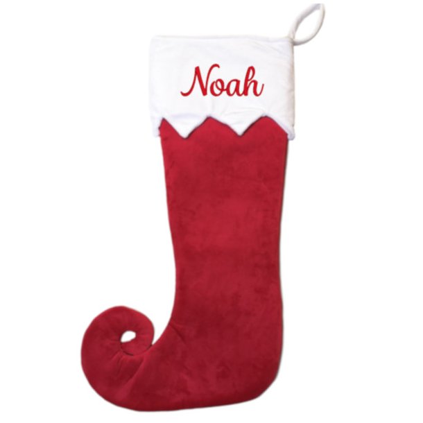 Julesok - r�d med takket kant og navn