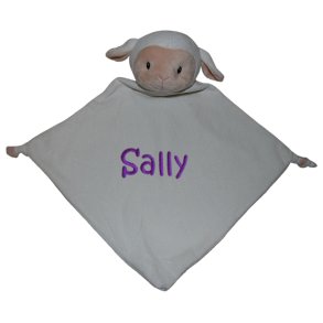 Lam sutteklud med navnebroderi