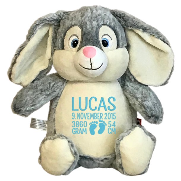 Kanin bamse med navn og fdselsdata