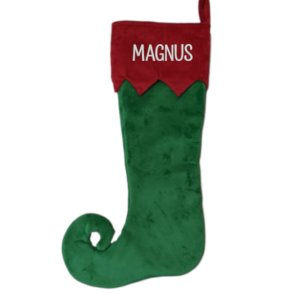 Julesok - grn og rd - med navn