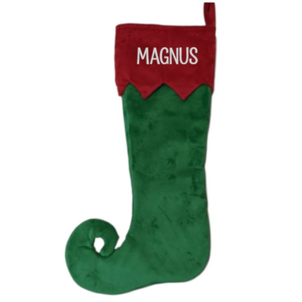 Julesok - grn og rd - med navn