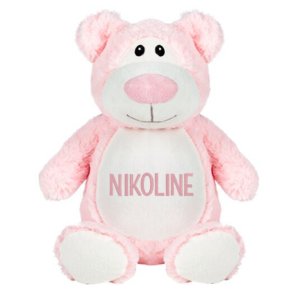 Lyserd bamse med navn