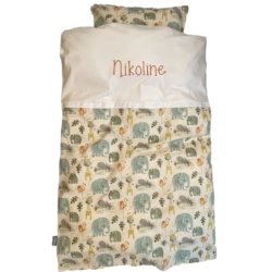 Baby sengetj beige med dyr og navn