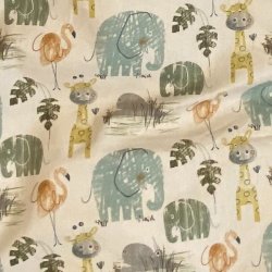 Baby sengetj beige med dyr og navn