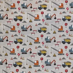 Junior sengetj med gravemaskiner og navn